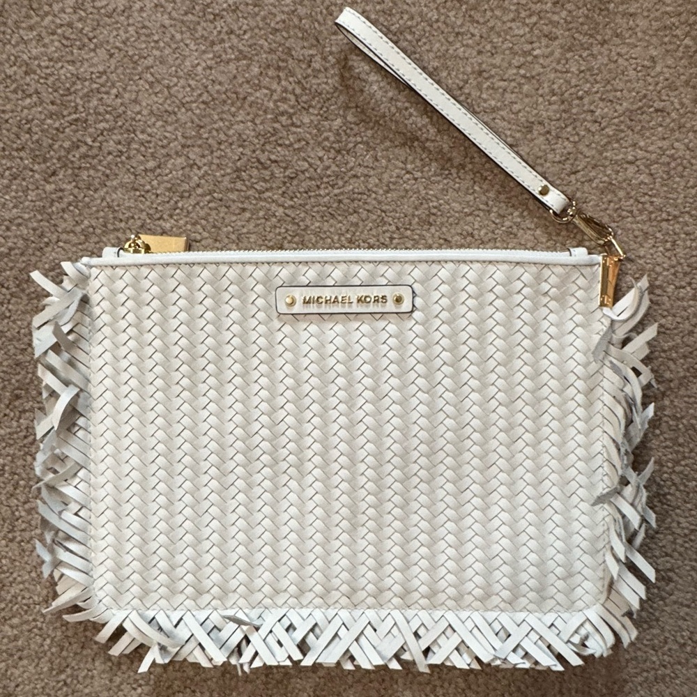 Michael Kors Woven Leather Wristlet Clutch